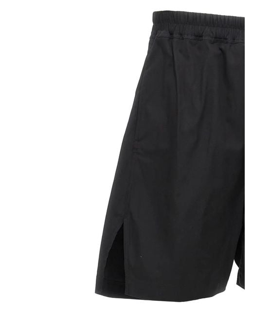 Rick Owens Black Drawstring Split Cotton Shorts for men