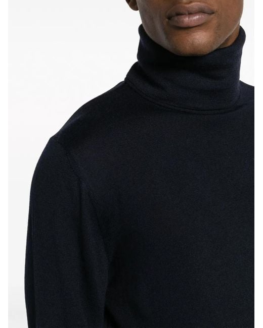 Eraldo Blue Roll-Neck Wool-Blend Jumper for men