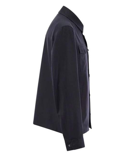 Herno Blue Flap-Pockets Button-Fastening Shirt Jacket for men