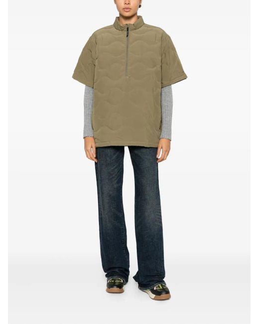 Snow Peak Green Pull Matelassé À Fermeture Zippée