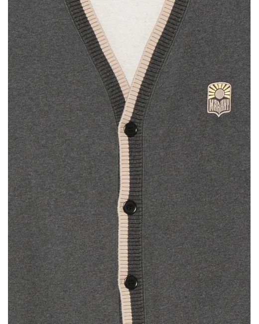 Isabel Marant Gray Logo-Patch Button-Up Cardigan for men