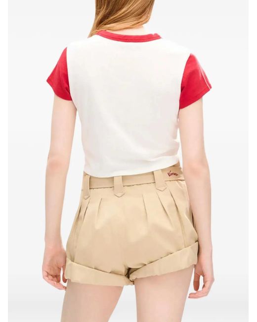 KENZO Red Jumping Tiger Cropped Cotton T-Shirt