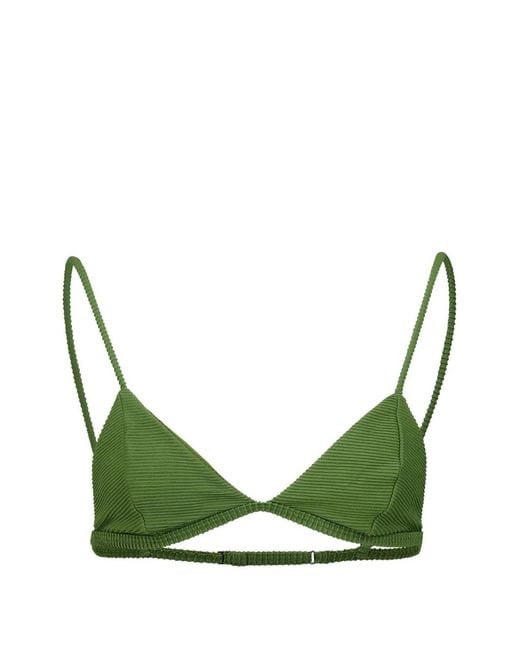 Haight Green Lari Ribbed-Knit Triangle Bikini Top