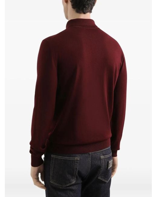 メンズ Dolce & Gabbana ロングスリーブ ポロシャツ Purple