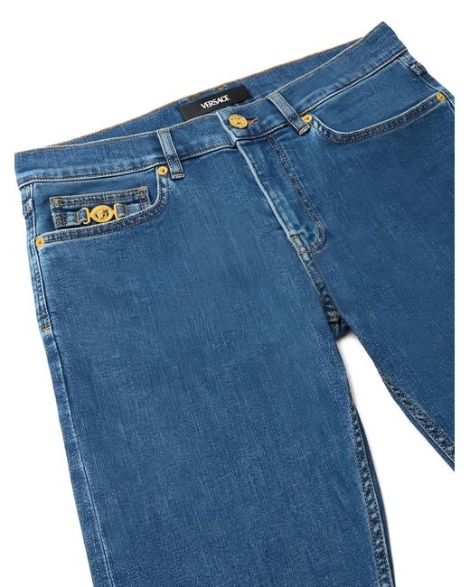 Versace Blue Medallion-Pocket Denim Jeans for men