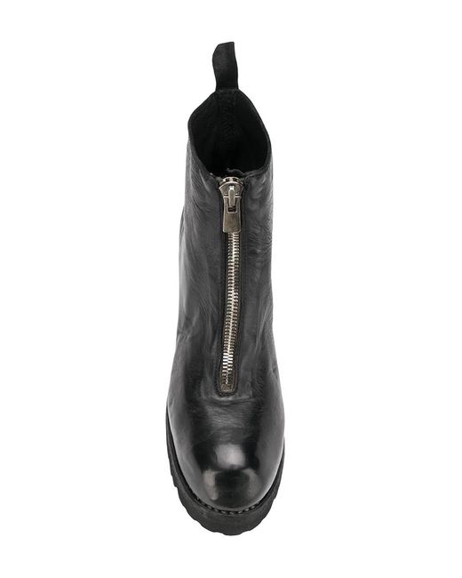 Guidi Black Front Zip Ankle Boots