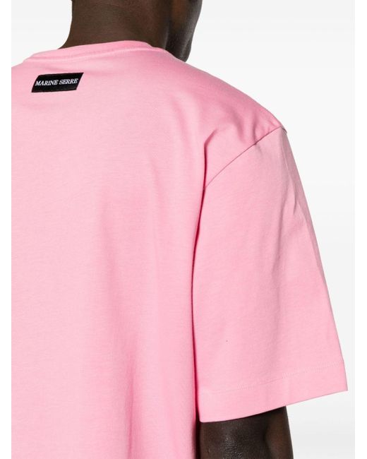MARINE SERRE Pink Crescent Moon Organic-cotton T-shirt for men