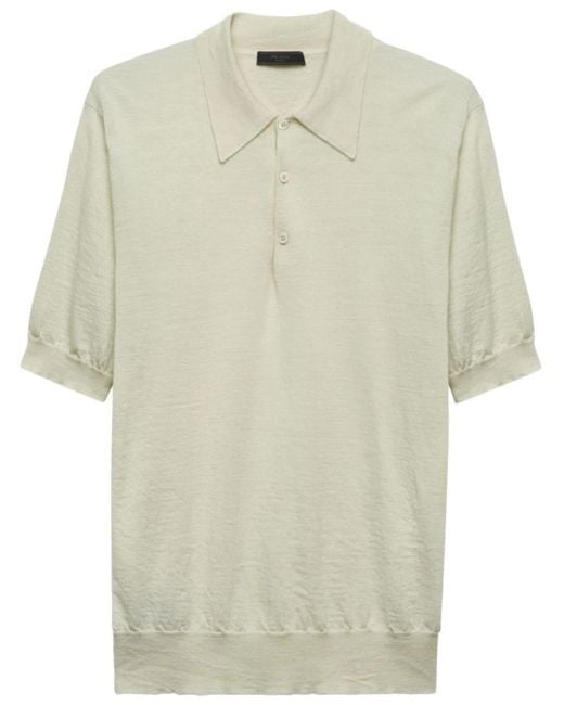 Prada Natural Logo-appliqué Cashmere Polo Shirt for men