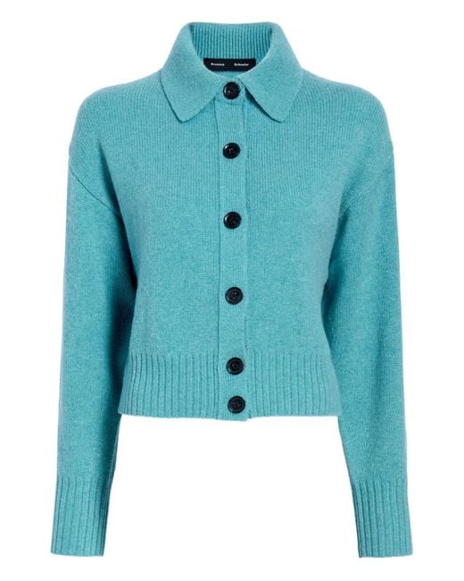 Proenza Schouler Blue Rocio Buttoned Cardigan