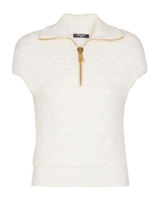 Top Con Zip di Balmain in White