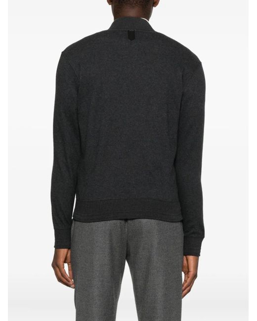 Canali Black Zip Cotton Jacket for men