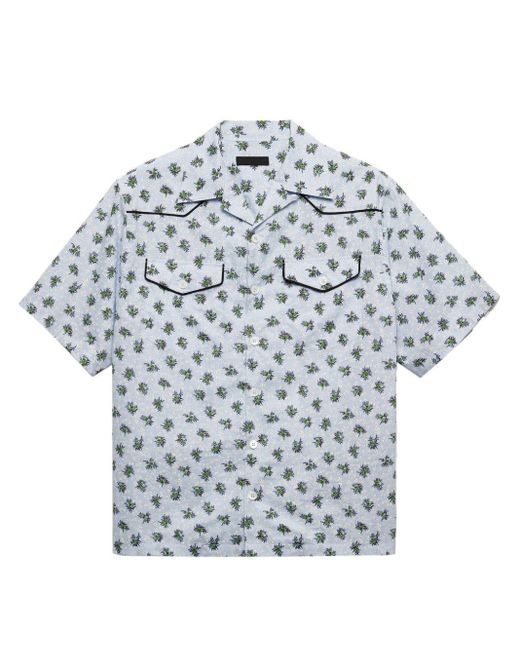 Prada White Graphic-print Cotton Shirt for men