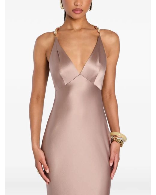 retroféte Brown Safie Beaded-Strap Maxi Dress