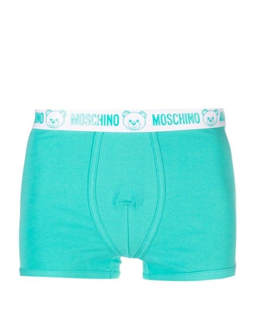 Moschino Blue Logo-appliqué Stretch-cotton Boxers for men