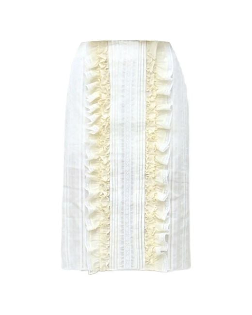 EPINGLER White Ruffled High-Waisted Midi Skirt