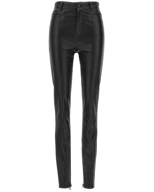 David Koma Black Leather-Panel Leggings