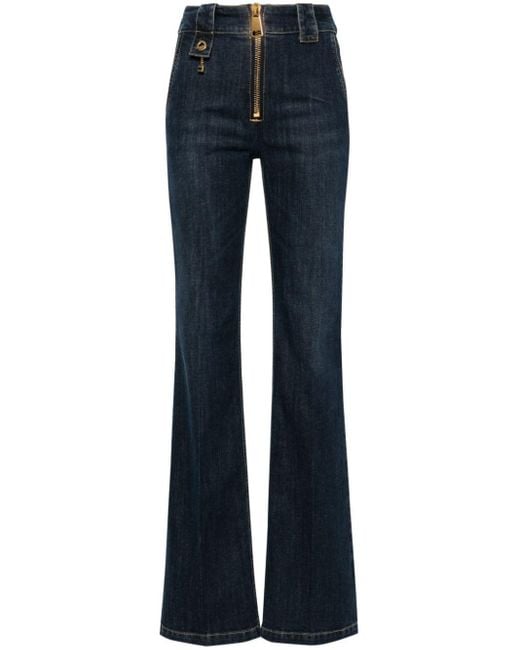 Elisabetta Franchi Blue Mid-rise Boot-cut Jeans