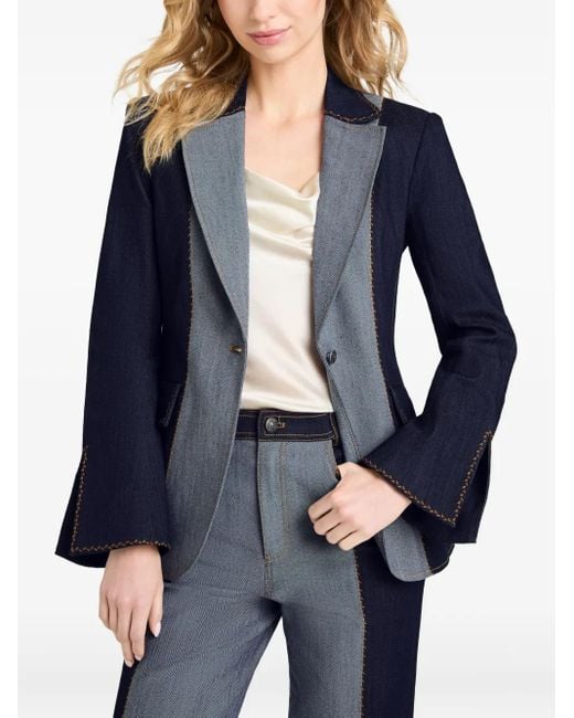 Cinq À Sept Blue Sallie Contrast-Panel Denim Jacket