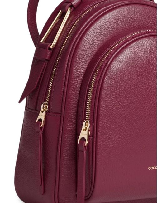 Coccinelle Red Malory Grained-Leather Backpack