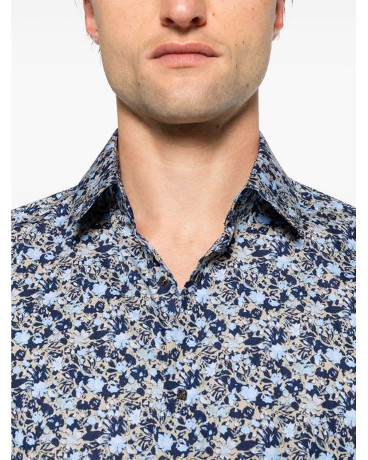Chemise en coton à fleurs Karl Lagerfeld pour homme en coloris Blue