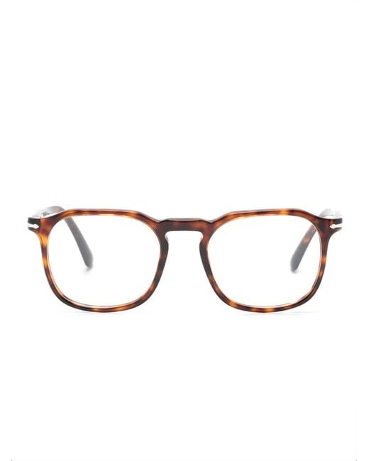 Persol Brown Tortoiseshell Rectangle-Frame Glasses