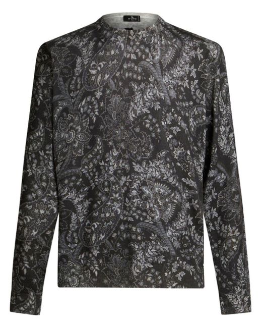 Etro Intarsien-Pullover mit Paisleymuster in Gray für Herren