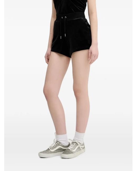 Juicy Couture Black Flap-Pockets Mini Shorts