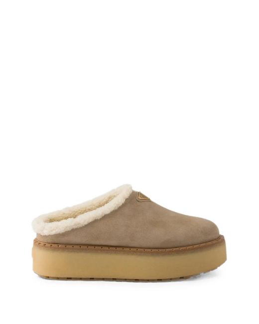 Prada Natural Suede Slippers
