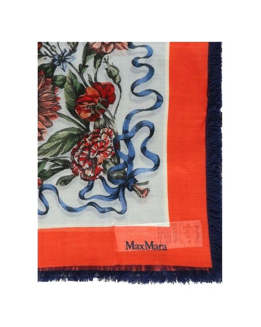 Max Mara Black Patterned Fringed Scarf