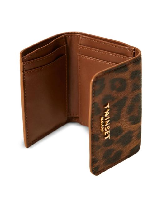 Twinset Brown Leopard-Print Wallet