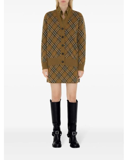 Burberry Green Nova Check Wool-Blend Skirt