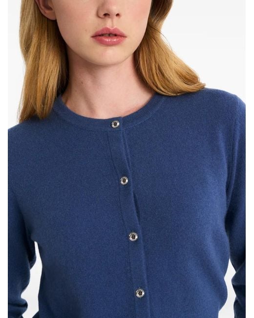 Pringle of Scotland Blue Crew-Neck Cashmere Cardigan