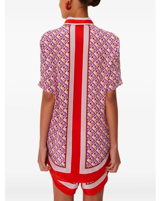 Farm Rio Red Graphic-Pineapple Buttoned Shirt