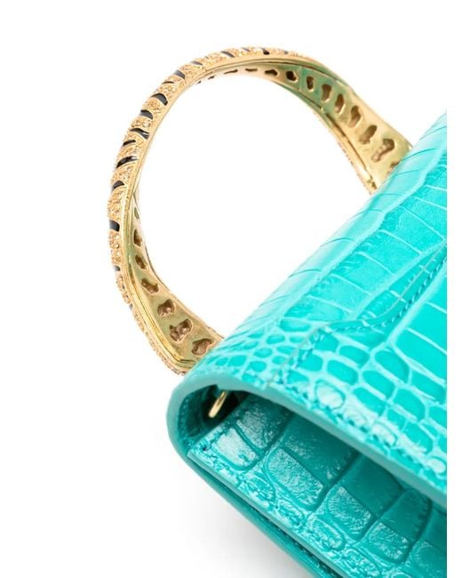 Roberto Cavalli Blue Medium Roar Leather Tote Bag