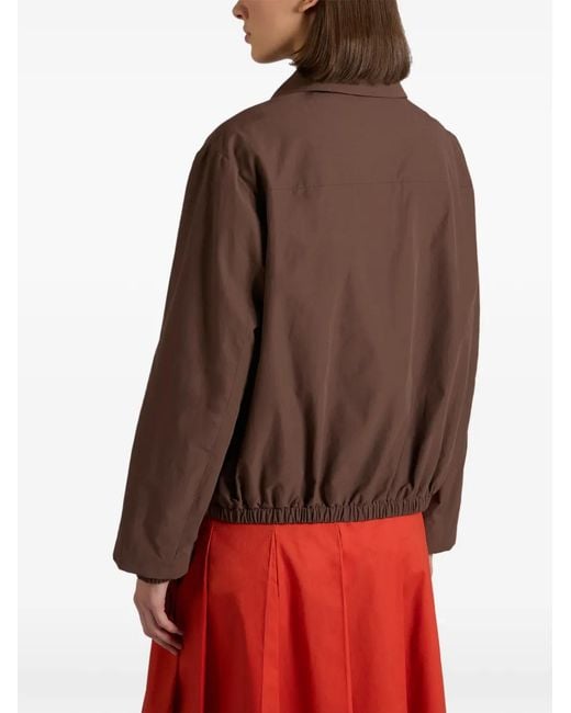 Slowear Brown Floral-Embroidered Bomber Jacket