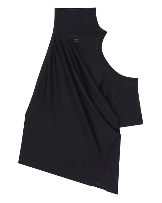 Courreges Blue Twisted Mock-Neck Blouse