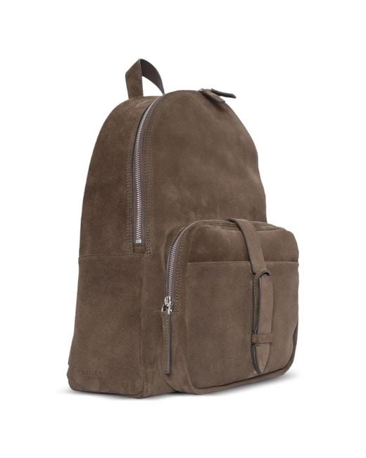 Orciani Brown Front-Strap Suede Backpack for men