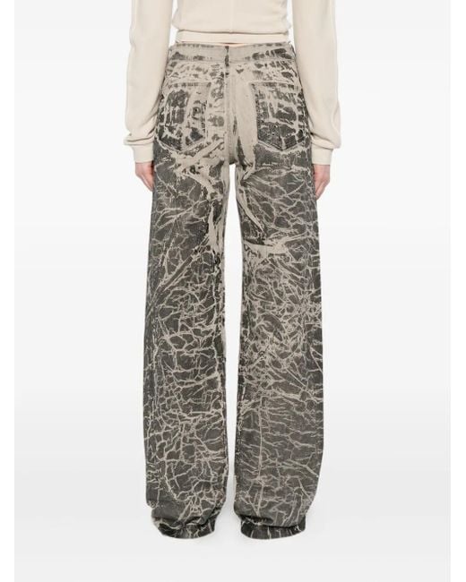 Rick Owens Gray Crackle-Print Jeans