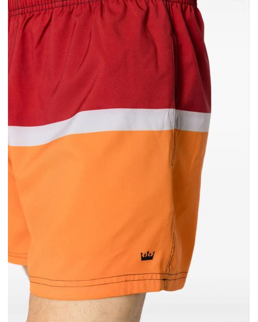 Costume Da Bagno A Righe Con Vita Elasticizzata di Osklen in Red da Uomo