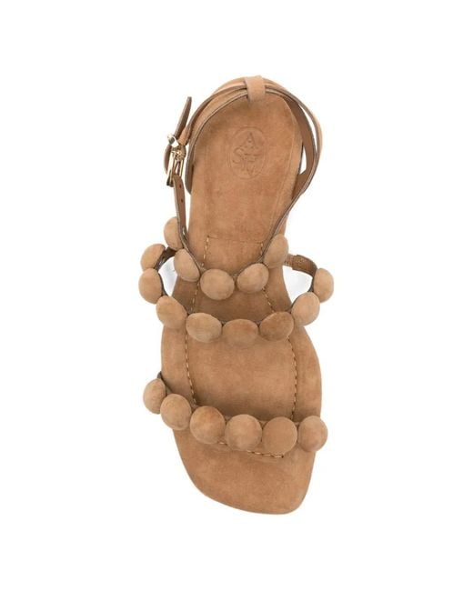 Ash Natural Bobble-Embellished Leather Sandals