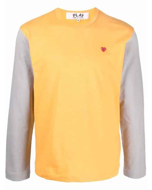 COMME DES GARÇONS PLAY Yellow T-Shirt Colour Block À Logo Brodé for men