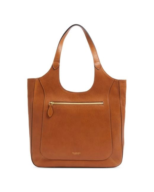 The Bridge Brown Luce Soft Zip-Pocket Leather Shoulder Bag