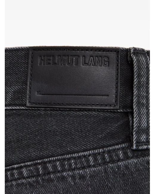 Helmut Lang Black Distressed-Hem Straight Jeans