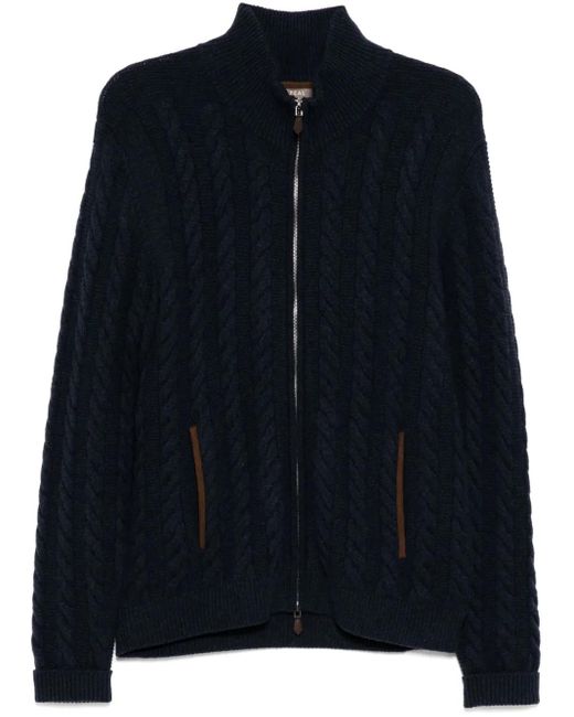 N.Peal Cashmere Blue Richmond Cable Sweater for men