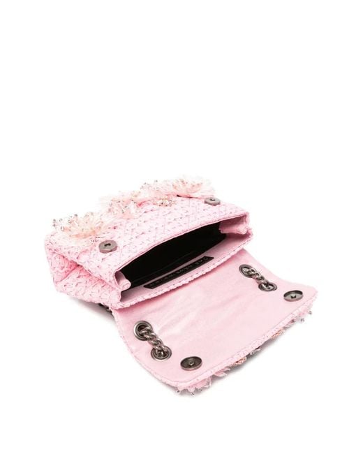 Kurt Geiger Pink Mini Kensington Floral-Appliqué Cross-Body Bag