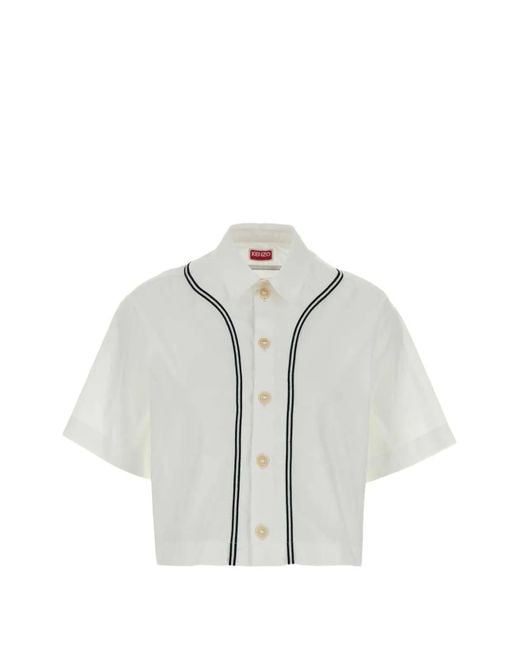 KENZO White T-Shirt Court Passepoilé Boke Flower