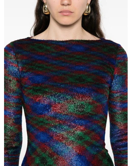 Missoni Blue Abstract-Pattern Long-Sleeve Mini Dress