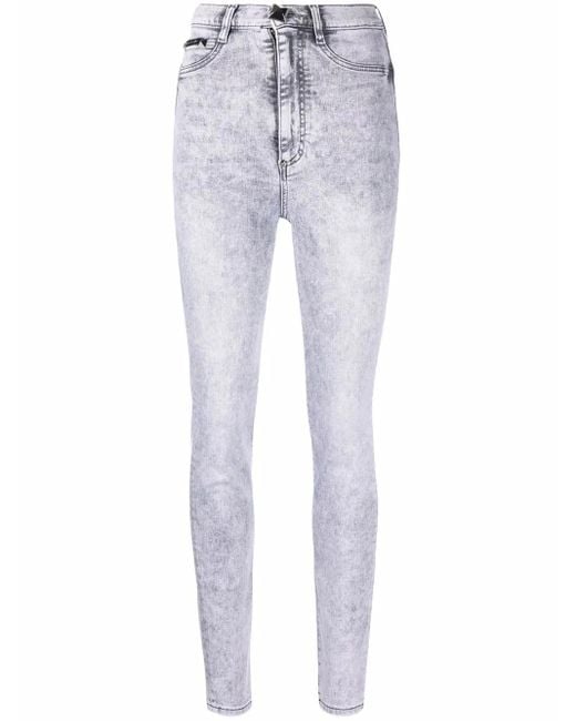 Philipp Plein Gray Super High Waist Jeggings