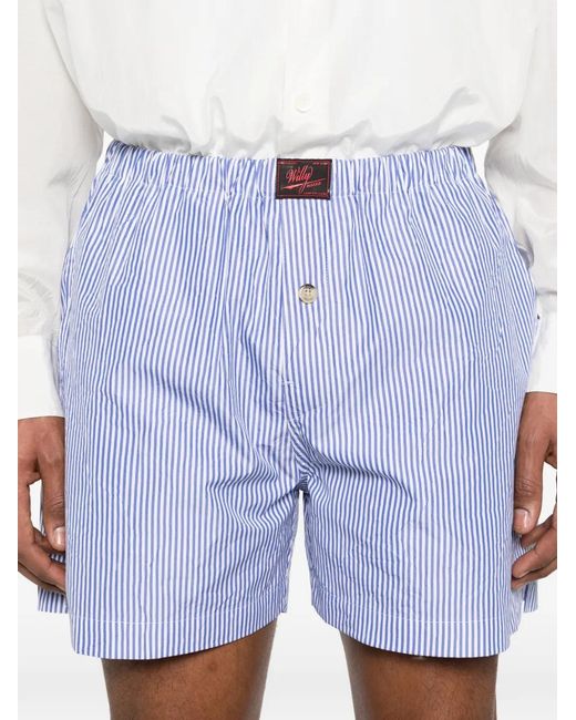 Willy Chavarria Blue Striped-Pattern Shorts for men