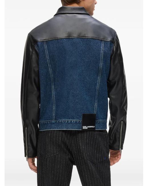 Karl Lagerfeld Blue Panelled Denim Jacket for men